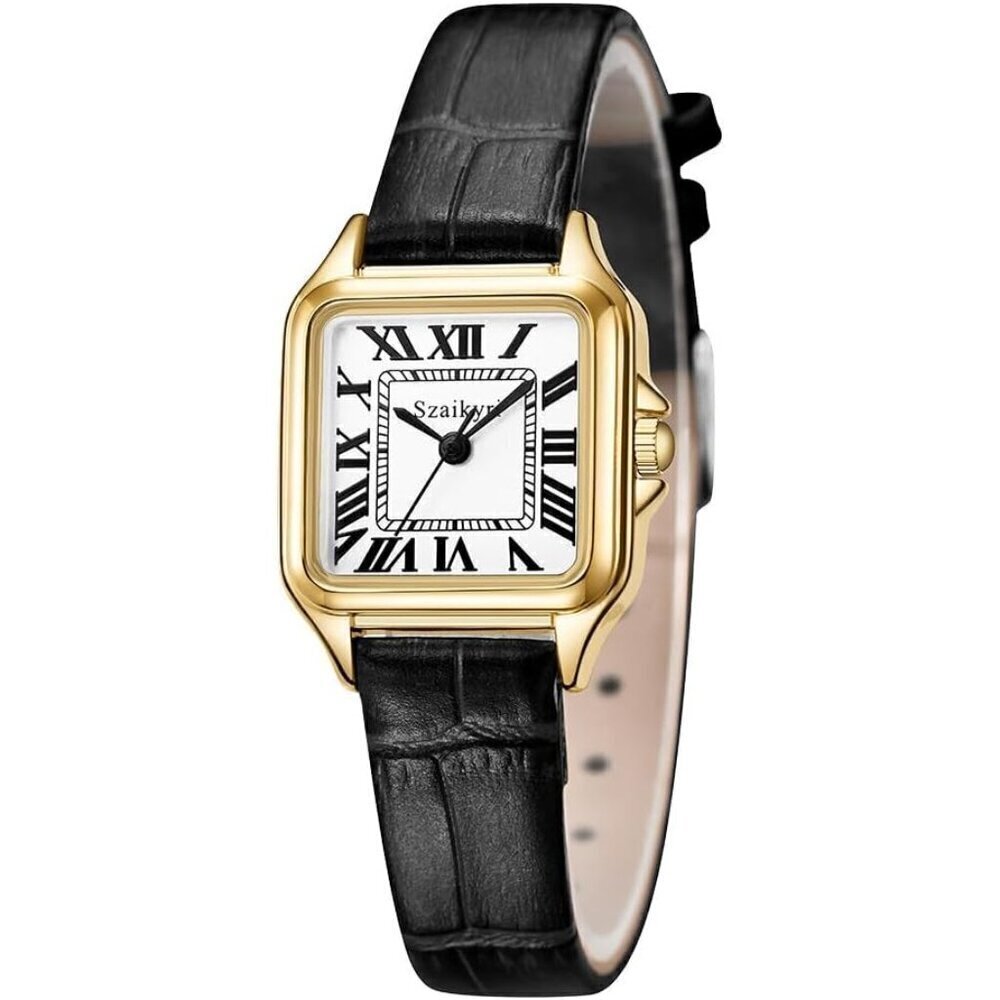 🆕Women Gold Classic Square Watches with Roman Numeral Ladies Casual Dress Watch - Picture 2 of 9